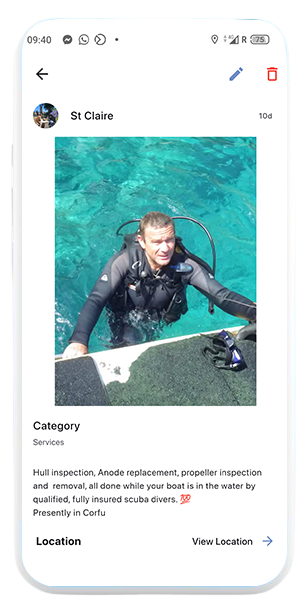 Marine services offered nearby