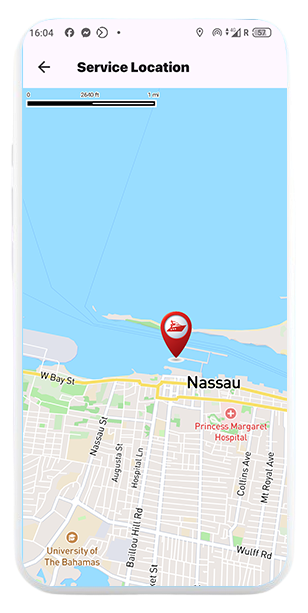 Sailorsbay app screen showing live map to trade boat gear locally between nearby sailors